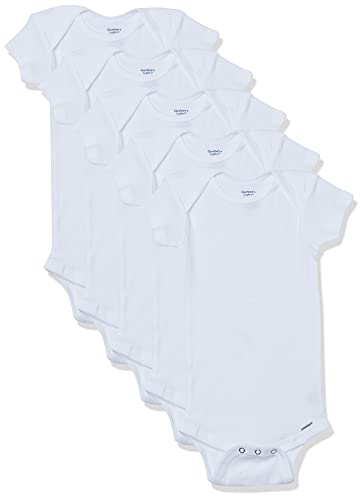 Gerber Unisex Baby 5-Pack Short Sleeve Variety Onesies Bodysuits Short Sleeve White 0-3 Months