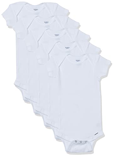 Gerber Unisex Baby 5-Pack Short Sleeve Variety Onesies Bodysuits Short Sleeve White 0-3 Months