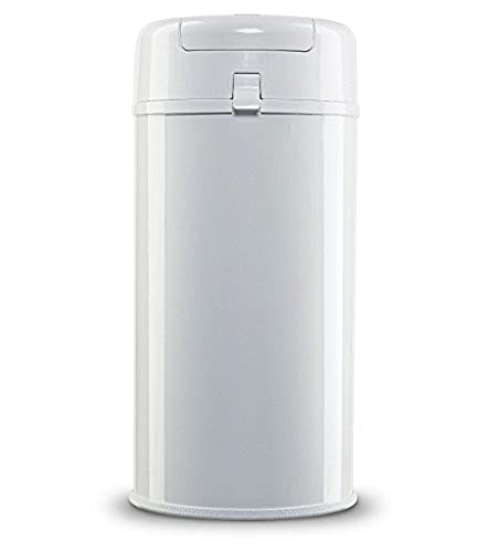 Bubula Premium Steel Diaper Waste Pail with Air Tight Lid and Lock, White/White