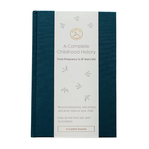 Promptly Journals, A Complete Childhood History: From Pregnancy to 18 Years Old (Navy Blue, Linen) | Baby Book and Pregnancy Journal | Baby Memory Book