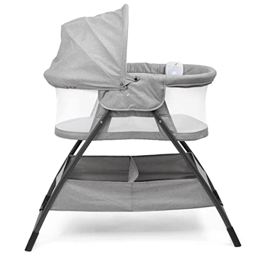 Baby Delight Beside Me Doze Deluxe Baby Bassinet, Bedside Sleeper, Foldable, Removeable Canopy, Pebble Grey