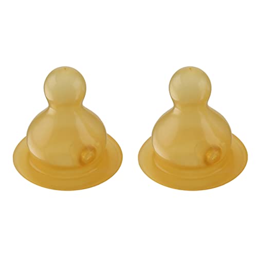 HEVEA Standard Neck Baby Glass Bottle Nipples Medium Flow: Glass Baby Bottle Nipples - Two-Pack - 100% Natural Rubber 3-24 Months