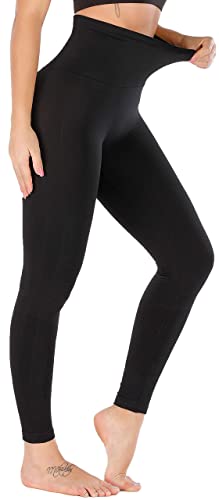 RUNNING GIRL 5 inches High Waist Yoga Leggings, Compression Workout Leggings for Women Yoga Pants Tummy Control(2392 Black L)