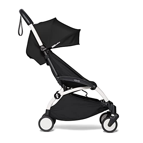 BABYZEN YOYO2 Stroller - Lightweight & Compact - Includes White Frame, Black Seat Cushion + Matching Canopy - Suitable for Children Up to 48.5 Lbs