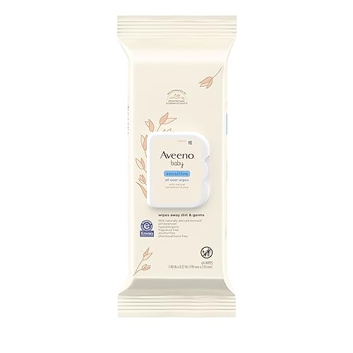 Aveeno Baby Sensitive All Over Wipes with Aloe & Natural Oat Extract for Face, Bottom, Hands & Body, pH-Balanced, Hypoallergenic, Fragrance-, Phenoxyethanol- & Alcohol-Free, 64 ct