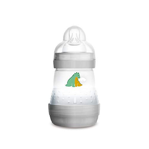 MAM Easy Start Anti-Colic Bottle, 5 oz (1-Count), Newborn Essentials, Slow Flow Bottles with Silicone Nipple, Unisex Baby Bottles, White