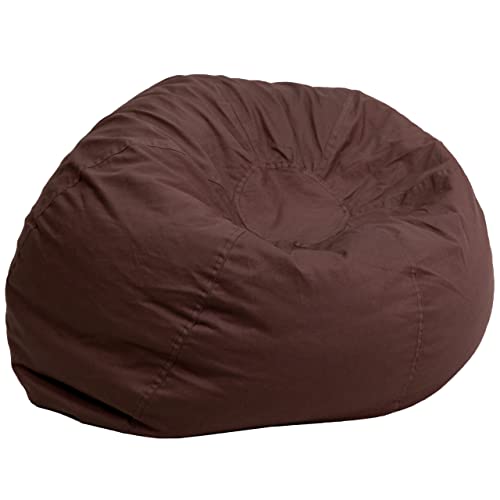 Flash Furniture Duncan Oversized Solid Brown Bean Bag Chair for Kids and Adults