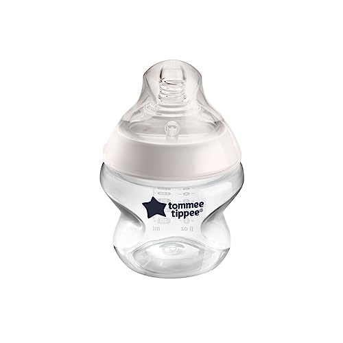 Tommee Tippee Closer to Nature Baby Bottle Extra Slow Flow Breast-Like Nipple with Anti-Colic Valve (5oz, 1 Count)