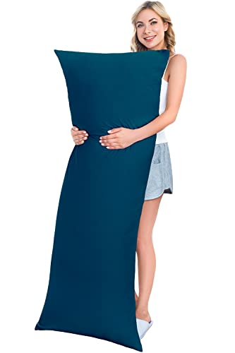 INSEN Full Body Pillow,Pregnancy Body Pillow,Ultra Large Bed Sleeping Body Pillow for Man, Soft Long Body Pillow with Jersey Cotton Cover (Navy Blue)
