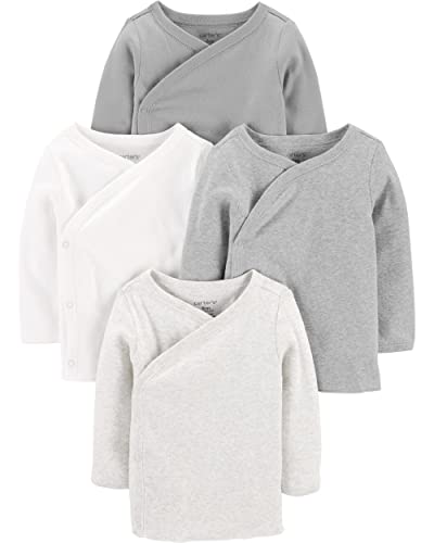 Carter's Baby Boys 4-Pack Cotton Kimono Tees (6 Months, Heather/Ivory)
