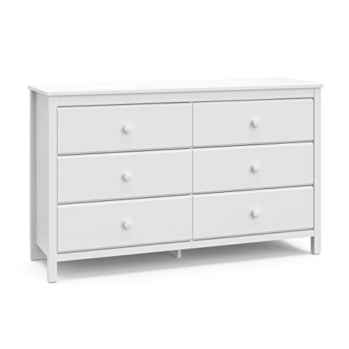 Storkcraft Alpine 6 Drawer Double Dresser (White) – GREENGUARD Gold Certified, Dresser For Nursery, 6 Drawer Dresser, Kids Dresser, Nursery Dresser Drawer Organizer, Chest of Drawers