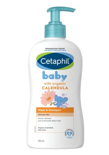 Cetaphil Baby Wash & Shampoo with Organic Calendula,Tear Free, Paraben, Colorant and Mineral Oil Free, 13.5 Fl. Oz (Packaging May Vary)