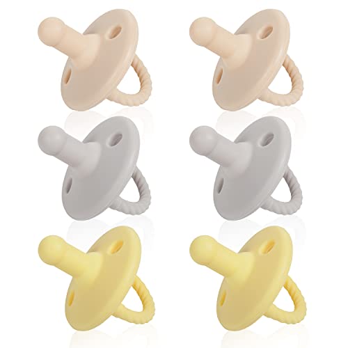 Sweet Child Soothie Pacifiers 0-18 Months, Set of 6 Ultra-Light Silicone Binkies with Collapsible Handle & 3 Air Holes for Added Safety, Best Newborn Pacifiers for Baby Boys Or Girls