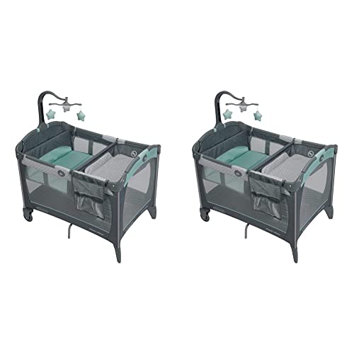 Graco Pack and Play Change 'n Carry Playard | Includes Portable Changing Pad, Manor, 40x28.5x29 Inch (Pack of 2)