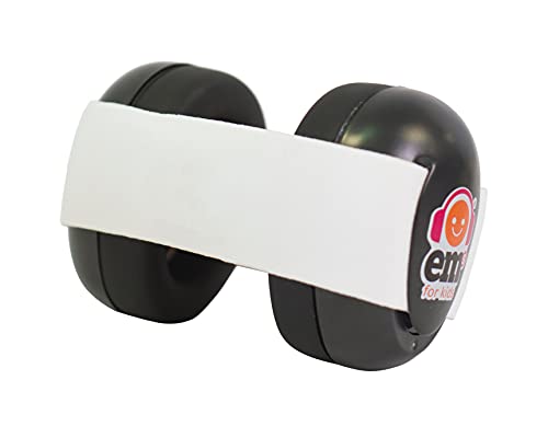 Ems for Kids Baby Earmuffs - Black with White Headband. Made in The U.S.A! The Original and ONLY Earmuffs Designed specifically for Babies Since 2009