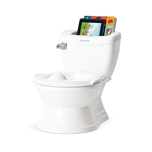 Summer Infant My Size Potty with Transition Ring & Storage,White-Realistic Potty Training Toilet-Features Interactive Toilet Handle, Removable Potty Topper and Pot, Wipe Compartment, and Splash Guard