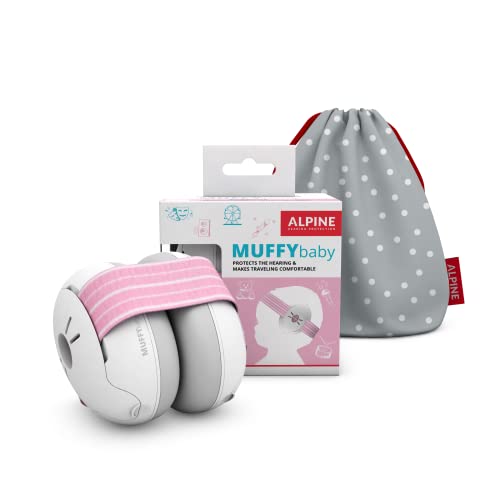 Alpine Muffy Ear Protection for Babies and Toddlers up to 36 Months - CE & ANSI Certified - Noise Reduction Earmuffs - Comfortable Baby Headphones Against Hearing Damage & Improves Sleep - Pink