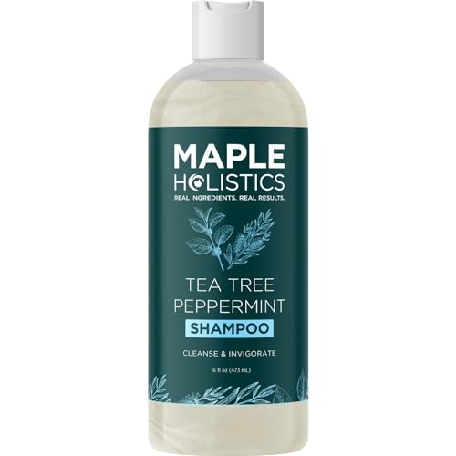 Tea Tree Shampoo Sulfate Free - Clarifying Shampoo for Build Up and Flakes with Peppermint Oil and Tea Tree Essential Oil for Dry Scalp Treatment - Deep Cleansing Tea Tree Mint Shampoo for Oily Hair