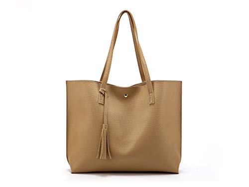 Nodykka Women Tote Bags Top Handle Satchel Handbags PU Faux Leather Tassel Shoulder Purse