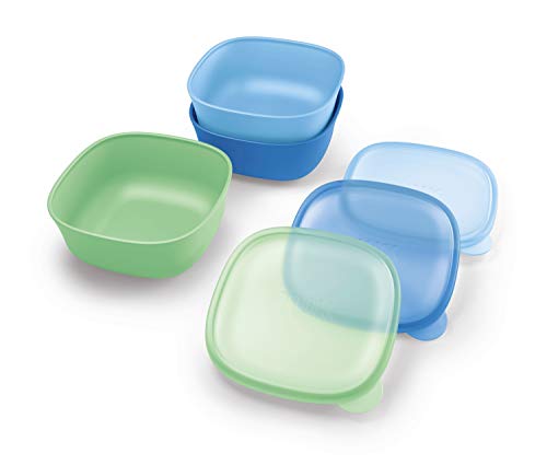 NUK Stacking Bowl and Lid, Assorted Colors, 3 Pack, 4+ Months