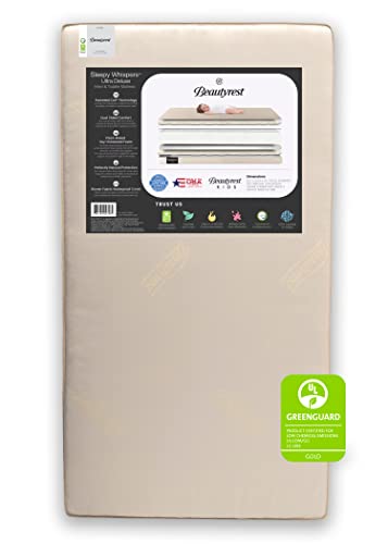 Beautyrest Beginnings Sleepy Whispers Ultra Deluxe 2-in-1 Innerspring Crib and Toddler Mattress | Waterproof | GREENGUARD Gold Certified (Natural/Non-Toxic)