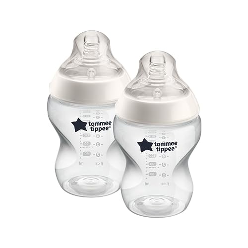 Tommee Tippee Closer to Nature Baby Bottles Slow Flow Breast-Like Nipple with Anti-Colic Valve (9oz, 2 Count)