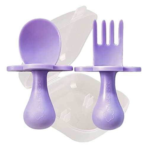 Grabease Toddler Forks Baby Feeding Set Baby Utensils Baby Fork, BPA-Free & Phthalate-Free for Baby & Toddler, 1 Set, Lavender