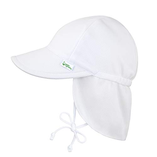 i play. by Green Sprouts Baby & Toddler Flap Sun Protection Hat, All-Day UPF 50+ Sun Protection for Head, Neck & Eyes, White, 2T-4T