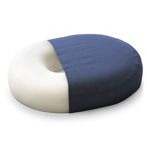 DMI Seat Cushion Donut Pillow and Chair Pillow for Tailbone Pain Relief, Hemorrhoids, Prostate, Pregnancy, Post Natal, Pressure Relief and Surgery, 16 x 13 x 3, Navy