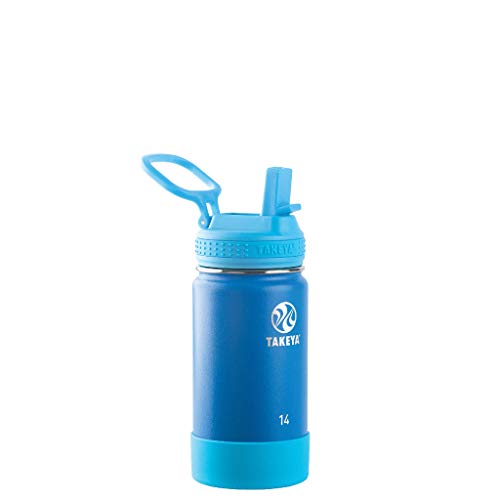 Takeya 885395511399 Actives Kids Insulated Stainless Steel Bottle, Straw Lid Sky 14oz