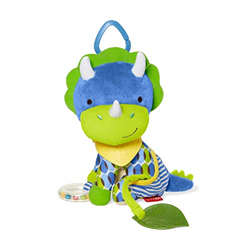 Skip Hop Bandana Buddies Baby Activity and Teething Toy with Multi-Sensory Rattle and Textures, Dino