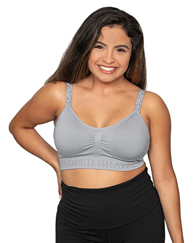 Kindred Bravely Simply Sublime Busty Seamless Nursing Bra for F, G, H, I Cup | Wireless Maternity Bra (Grey, Large-Busty)