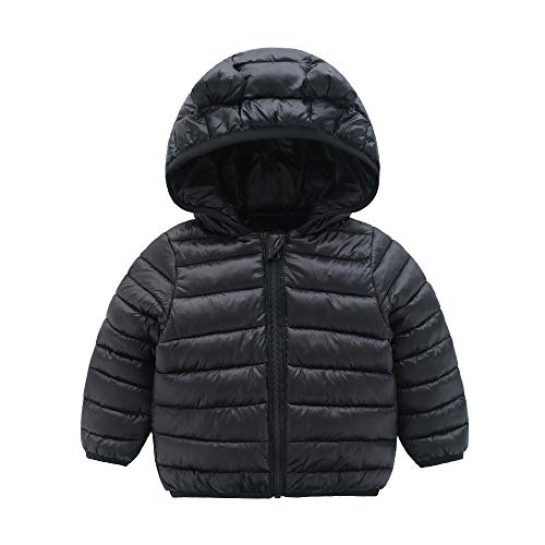 CECORC Winter Coats for Kids with Hoods Light Puffer Jacket for Girls, Boys | Baby, Infants, Toddlers, 12-18 Months,Black