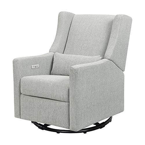 Babyletto Kiwi Electronic Power Recliner and Swivel Glider with USB Port in Winter Grey Weave, Greenguard Gold Certified