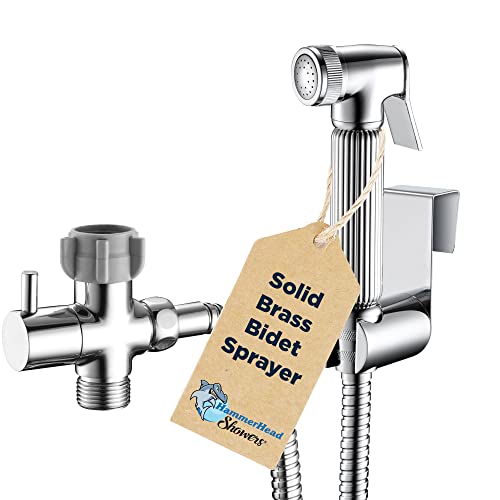 All Metal Handheld Bidet Sprayer for Toilet – Chrome – Handheld Bidet Attachment for Toilet with 59” Hose & Leak-Proof T-Valve - Muslim Shower for Toilet - Jet Spray for Toilet