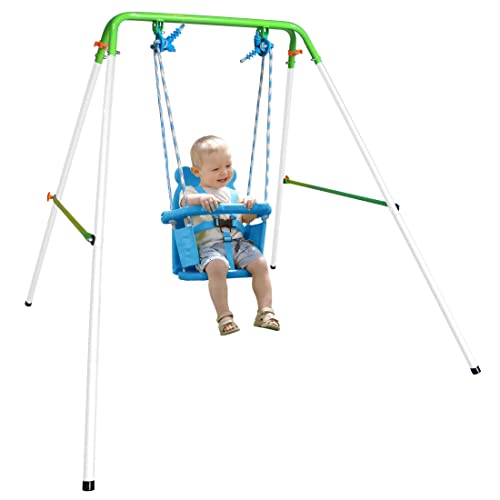 Sportspower My First Toddler Swing - Heavy-Duty Baby Indoor/Outdoor Swing Set with Safety Harness, Blue, 52