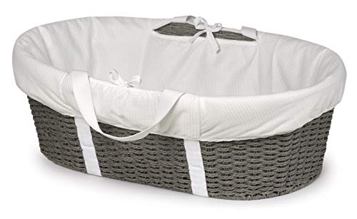 Wicker-Look Woven Baby Moses Basket with Bedding, Sheet, and Pad