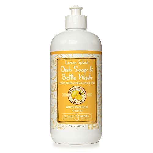 SimpliGrown Bath Co. Natural, Sulfate-Free Dish Soap and Bottle Wash, Lemon Fresh, 16 Fl Oz