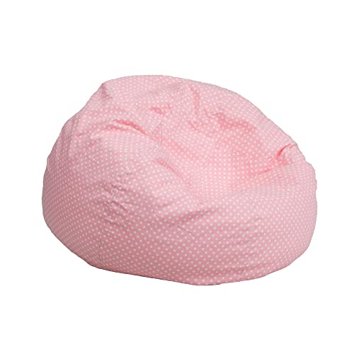 Flash Furniture Dillon Small Light Pink Dot Bean Bag Chair for Kids and Teens