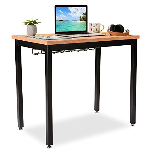 The Office Oasis Small Computer Desk with Cable Management Tray, 36in Length, Pear