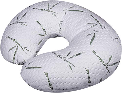 Golden Linens LLC Nursing, Breastfeeding Baby Support Pillow, Newborn Infant Feeding Cushion | Portable for Travel | Nursing Pillow for Boys & Girls with Washable Zippered Bamboo Pillow Covered