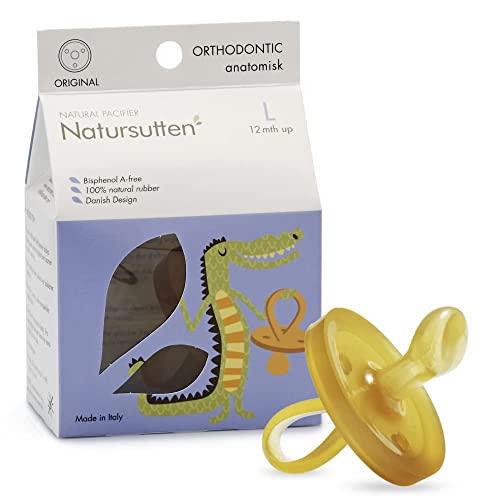 Natursutten Pacifiers 12-18 Months - 1-Pack Original Shield Orthodontic Nipple Natural Rubber Safe & Soft BPA-Free Pacifiers for Breastfeeding Babies - Newborn Pacifiers Made in Italy