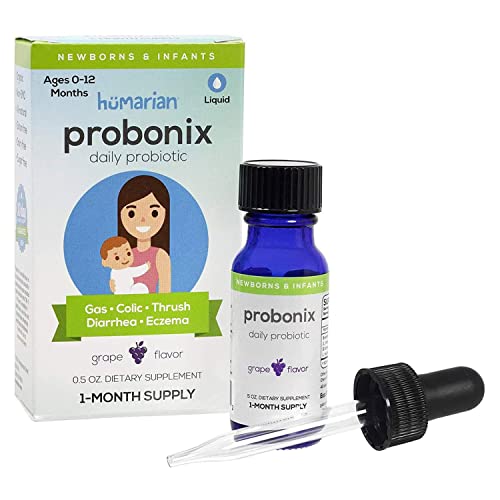 Probonix Probiotics for Babies, Organic, Non-GMO Liquid Probiotic Drops with 8 Live Probiotic Strains to Support Gut Health for Newborns and Infants Ages 0 to 12 Months - 1 Month Supply - Grape