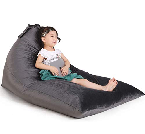 Stuffed Animal Storage Bean Bag Chair for Kids and Adults, Stuffed Animal Bean Bag Storage, Luxury Velvet Stuffie Seat - COVER ONLY(Dark Grey 200L/52 Gal)