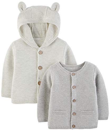 Simple Joys by Carter's Unisex Babies' Knit Cardigan Sweaters, Pack of 2, Grey, Newborn