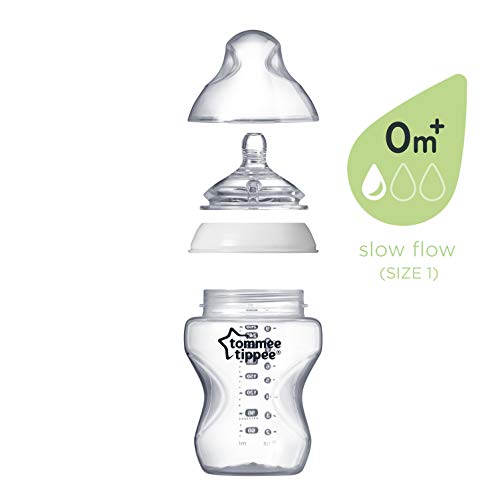 Tommee Tippee Closer to Nature Baby Bottle, Anti-Colic, Breast-like Nipple, BPA-Free - Slow Flow, 9 Ounce (2 Count) (661146)