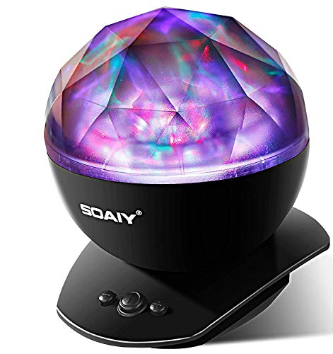 Aurora Northern Light Projection LED Night Light Lamp with 8 Lighting Mode & Speaker, Relaxing Light Show for Baby Kids and Adults, Mood Light for Baby Nursery Bedroom Living Room (Black)