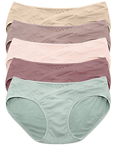 Kindred Bravely Under the Belly Maternity Underwear | Pregnancy Bikini Underwear - 5 Pack (Assorted Pastels, Medium)
