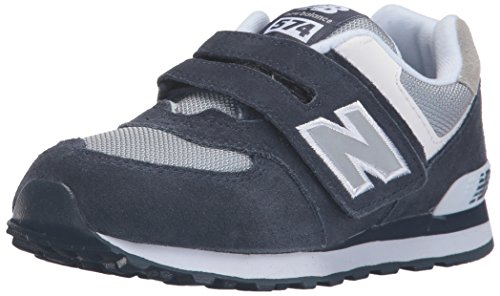 New Balance Kid's 574 V1 Classic Hook & Loop Sneaker, Navy/Navy, 1 Little