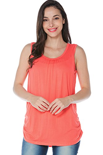 Smallshow Women's Maternity Nursing Tank Top Sleeveless Comfy Breastfeeding Clothes,Coral,Small